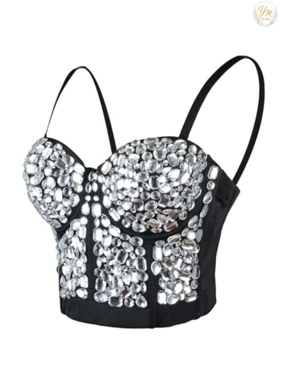 Sexy Rhinestone Punk Corset Bra Push Up Crop Top Bustier